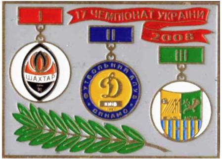 Призеры чемпионата Украины 2008 года -Шахтер, Динамо Киев, Металлист