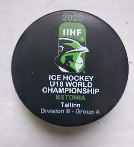 Хоккей - официальная игровая шайба IIHF ЧМ 2020 U18 див.II-А Эстония /ОТМЕНЕН/