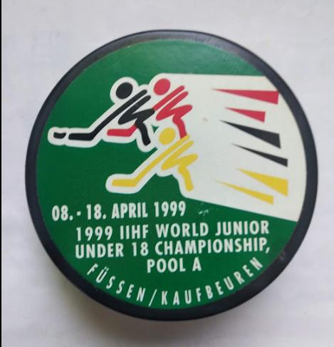 Хоккей - официальная сувенирная шайба турнира IIHF ЧМ 1999 Германия U18 див.-А