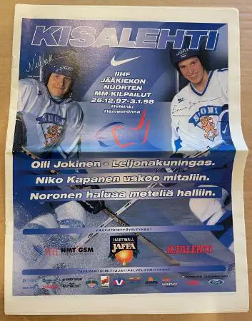 Официальная программа Чемпионат Мира 1998 U20 Финляндия /уч. Казахстан, Россия/