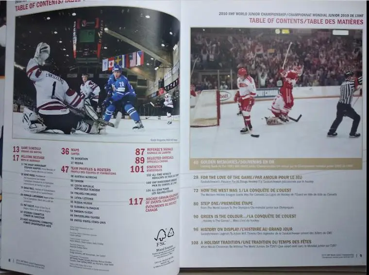 Хоккей официальная программа Чемпионат Мира 2010 U20 Канада. 1