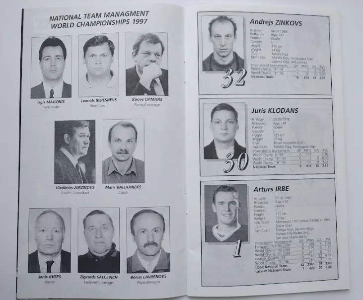 Хоккей IIHF. Media Guide сборная Латвии чемпионат Мира 1997 Финляндия 1