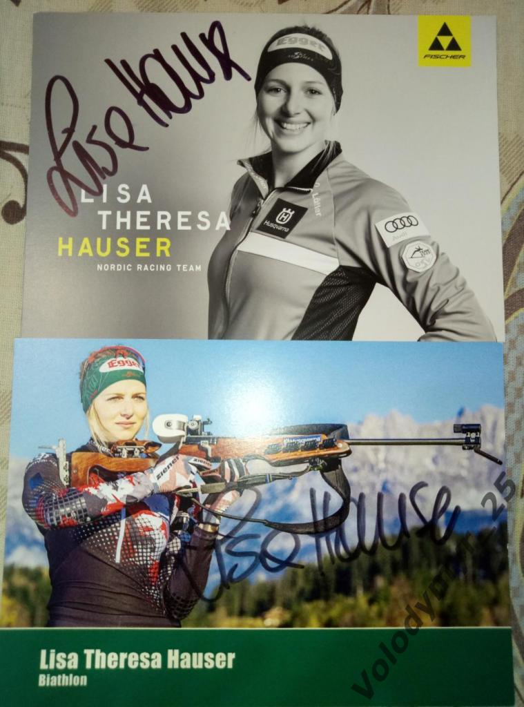 Автограф карты биатлонистки Лизы Хаузер