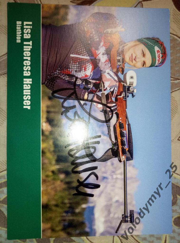 Автограф карты австрийской биатлонистки Лизы Терезы Хаузер