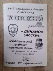 Динамо Москва - СКА-Уральский Трубник. 14 февраля 2026 года.