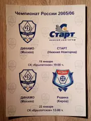 Динамо Москва - Старт Н.Новгород/Родина Киров. 19/22 января 2006 года.