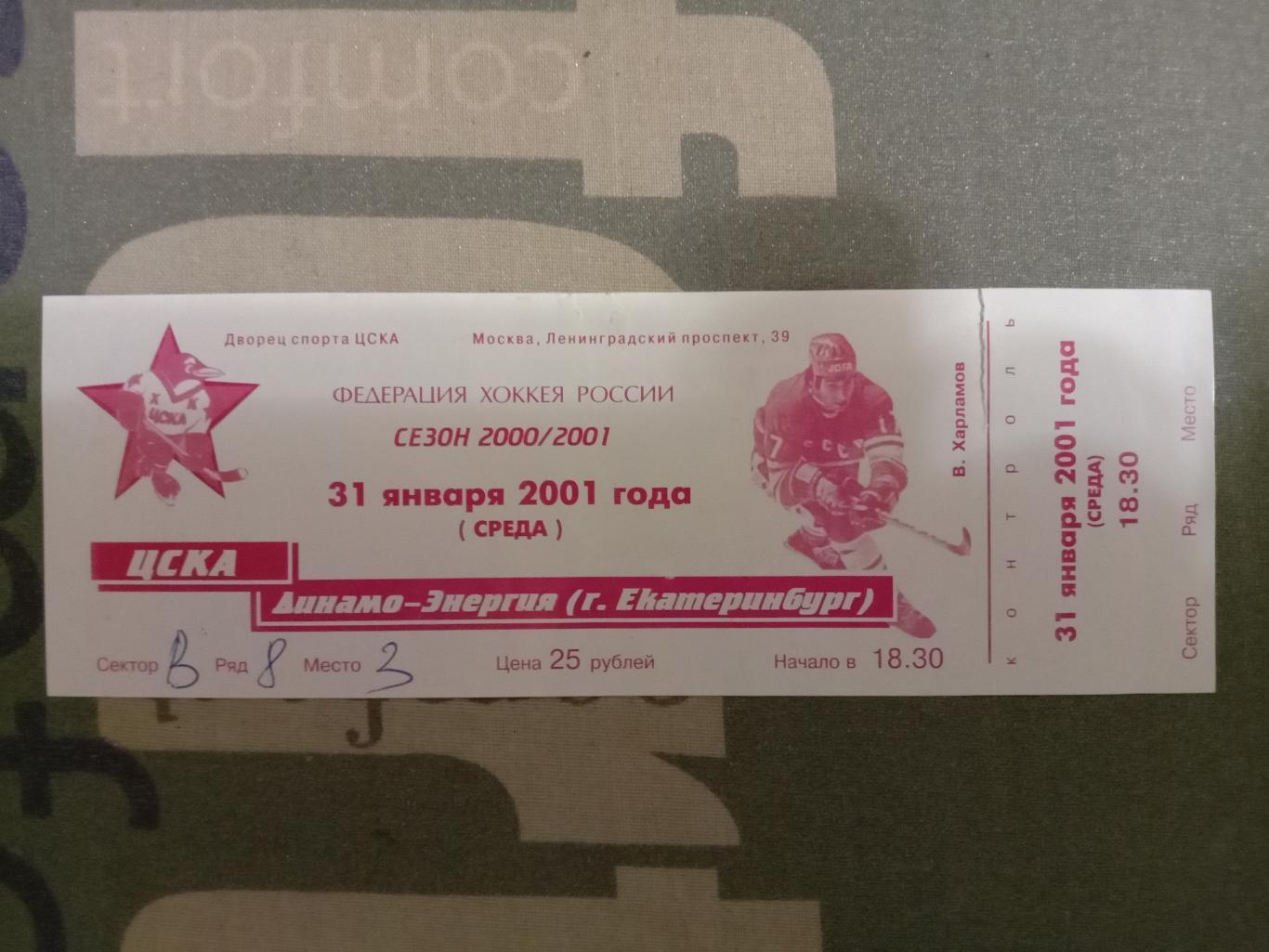 ЦСКА - Динамо-Энергия Екатеринбург. 31 января 2001 года.