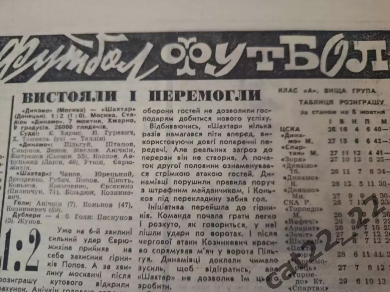 Спортивна газета. 08.10.1970. Динамо Киев, Шахтер Донецк, Заря Ворошиловград 2