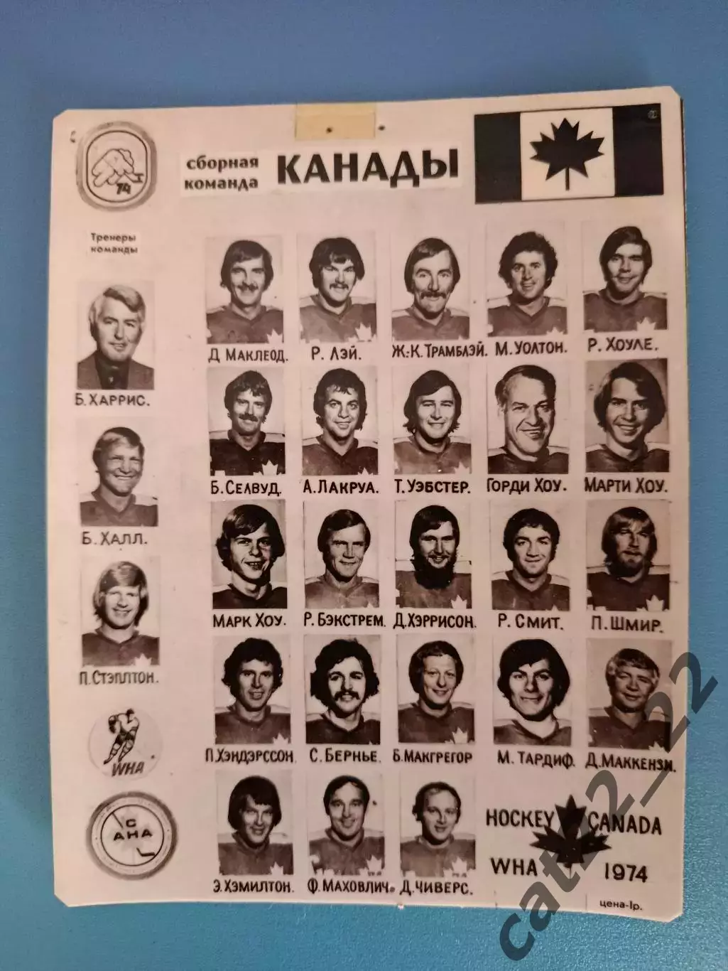 Оригинальная фотография! Хоккей. Чемпионат мира. Канада 1974
