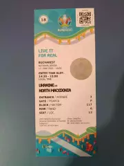 Оригинальный билет! НЕ СУВЕНИР! ЕВРО-2020. Украина-Северная Македония 17.06.2021