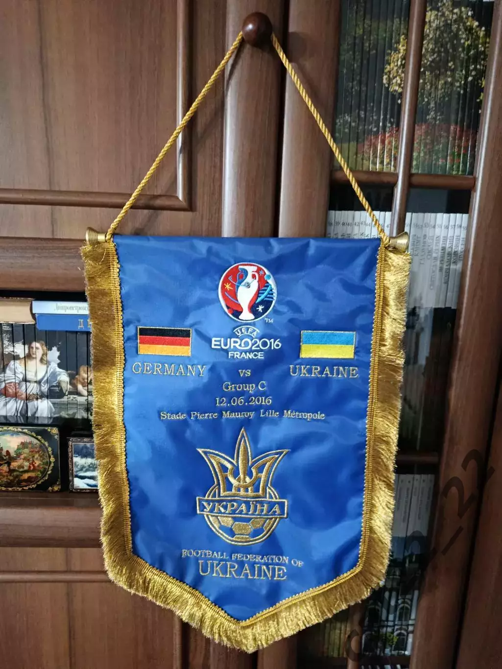 Матчевый капитанский оригинальный вымпел! ЕВРО-2016. Германия-Украина 12.06.2016