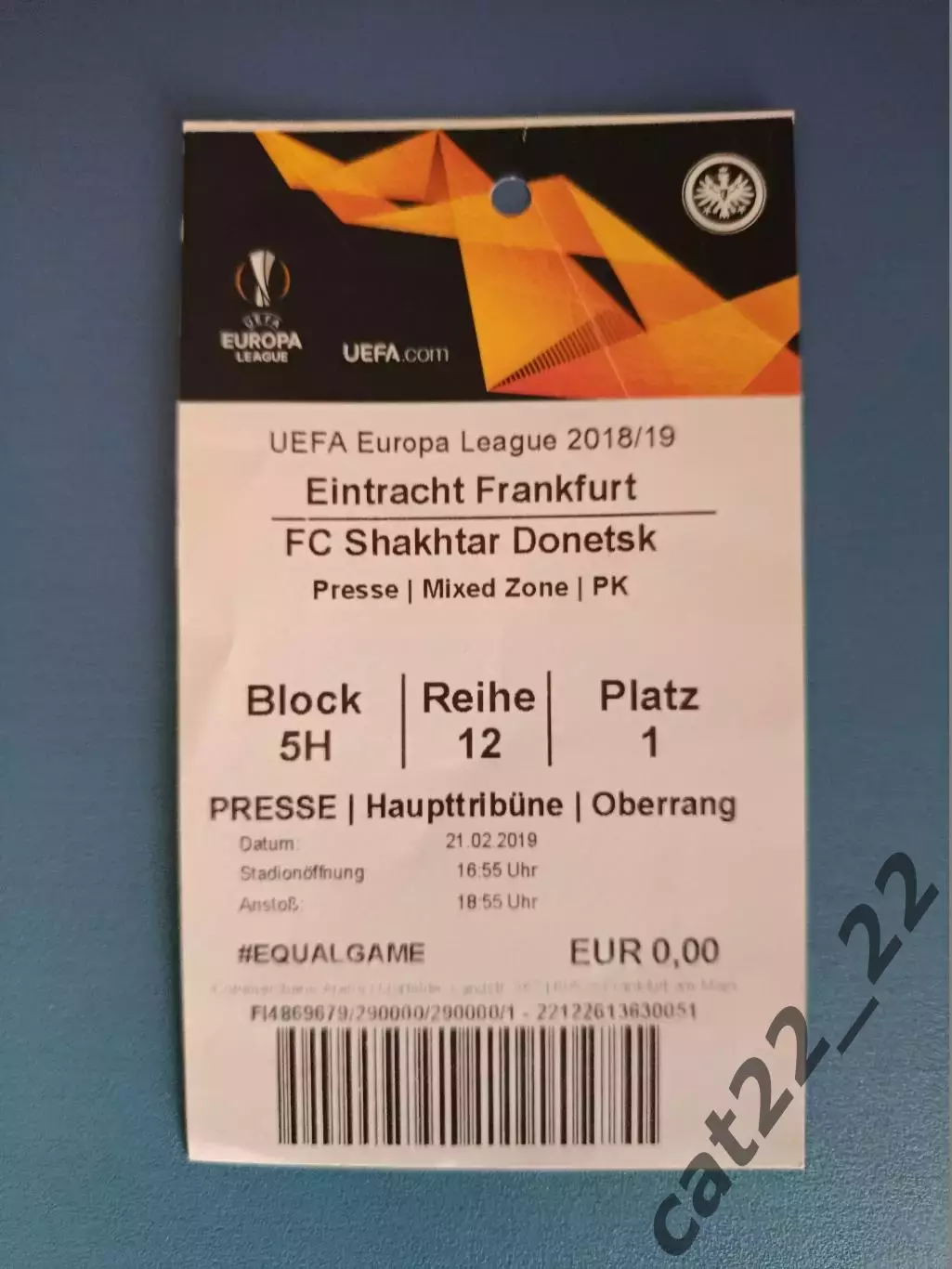 Айнтрахт/Эйнтрахт Франкфурт Германия - Шахтер Донецк Украина 2018/2019