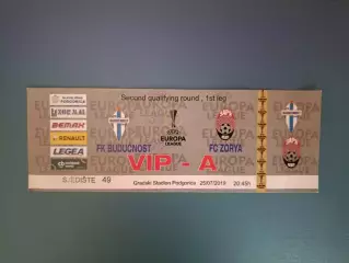 Будучность Подгорица Черногория - Заря Луганск Украина 2019/2019