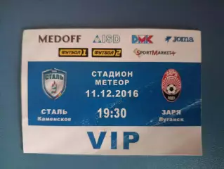VIP! Сталь Каменское - Заря Луганск 2016/2017