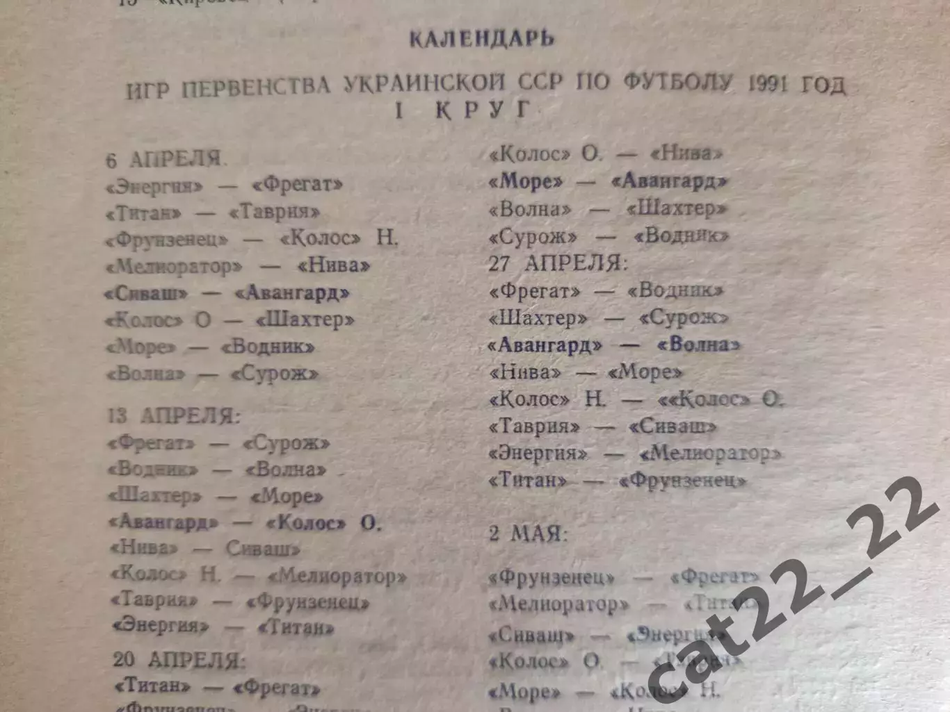 Турнир 1991. СССР. КФК. Желтые Воды. Украинская ССР/Украина 1