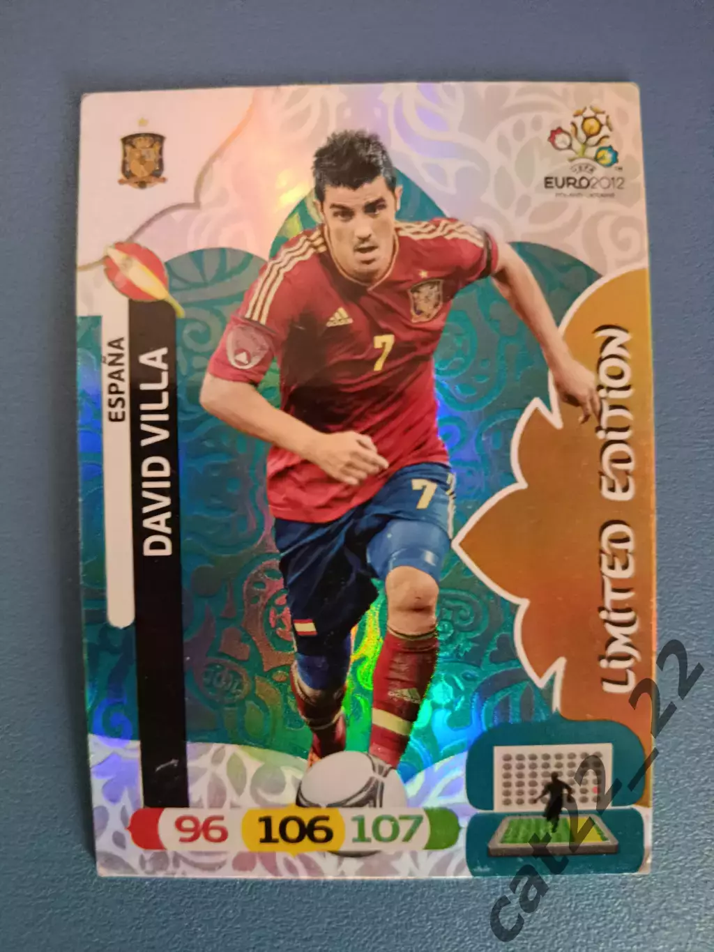 Карточка. Панини/Panini. Adrenalyn XL. David Villa. Limited edition. 2012