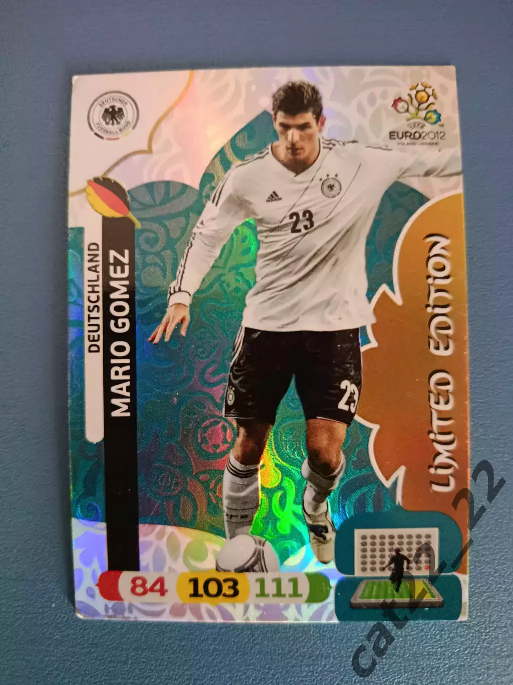Карточка. Панини/Panini. Adrenalyn XL. Mario Gomez. Limited edition. 2012