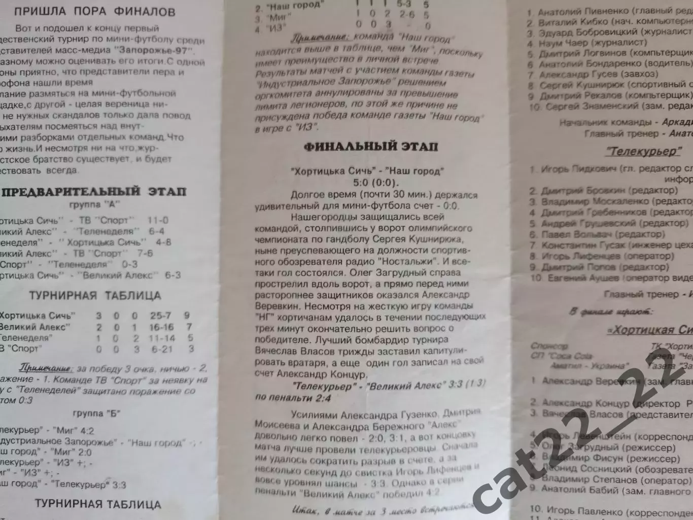 Турнир 1997. Аматоры. Запорожье Украина 1997 1