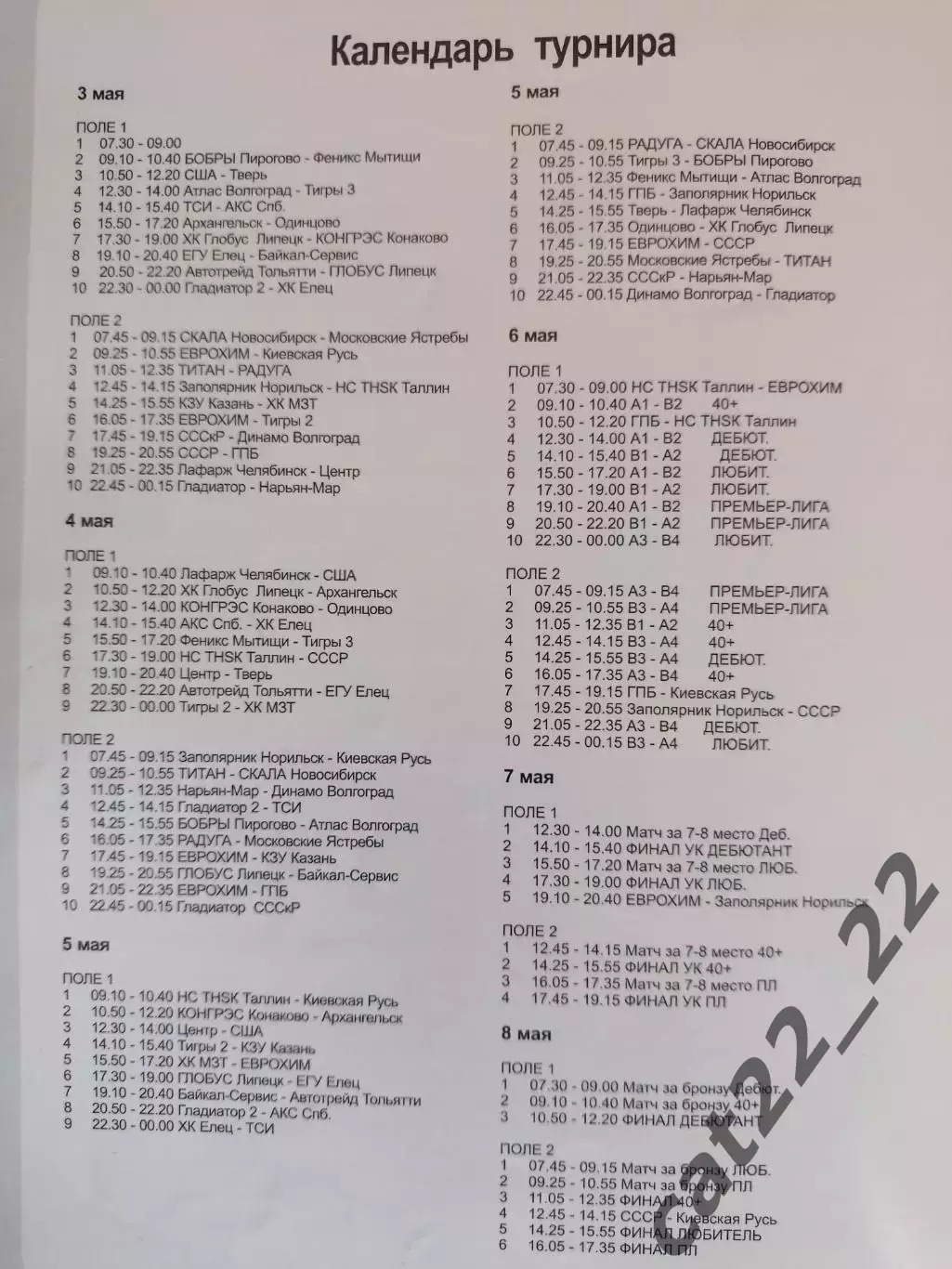 Турнир 2007. Москва,Мытищи,Волгоград,Липецк,Елец,Тверь,Таллинн,СССР/Россия,США 4