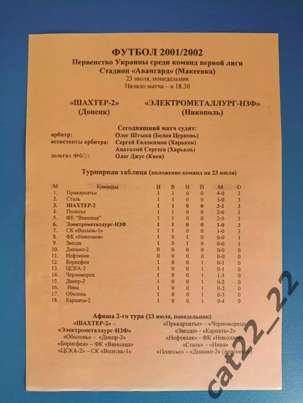 Шахтер - 2 Донецк - Электрометаллург - НЗФ Никополь 2001/2002