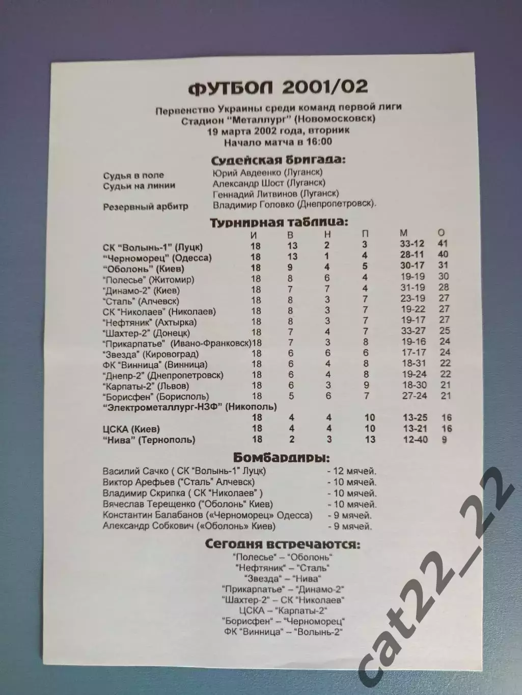 Днепр - 2 Днепропетровск - Электрометаллург - НЗФ Никополь 2001/2002