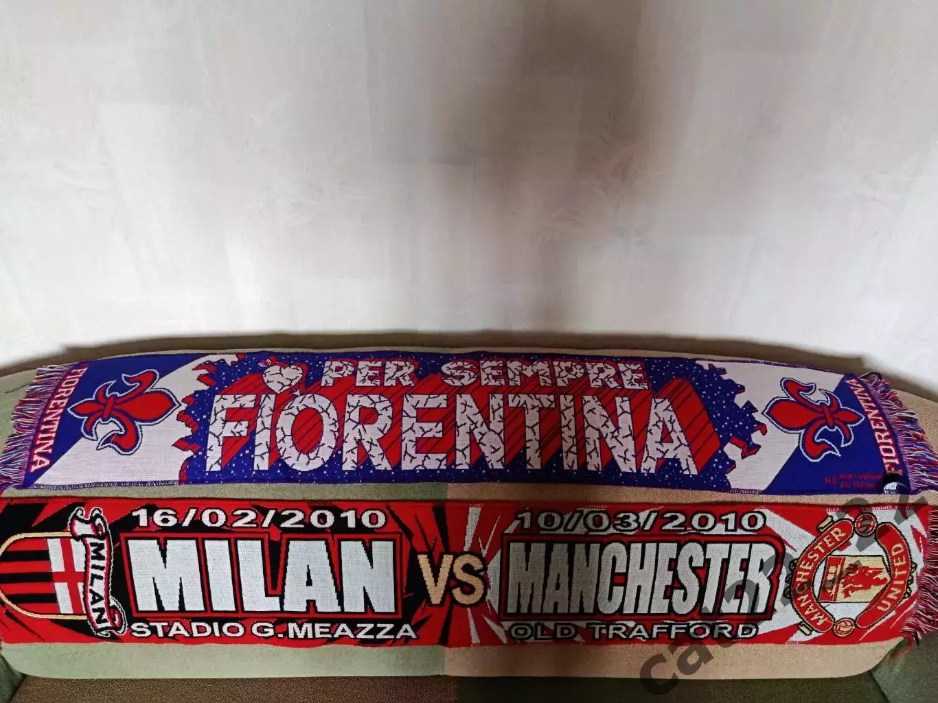 Оригинальный клубный шарф. Фиорентина,Милан Италия,Манчестер Юнайтед Англия 2010