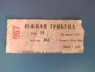ЦСКА Москва СССР/Россия - Черноморец Одесса СССР/Украина 30.06.1977