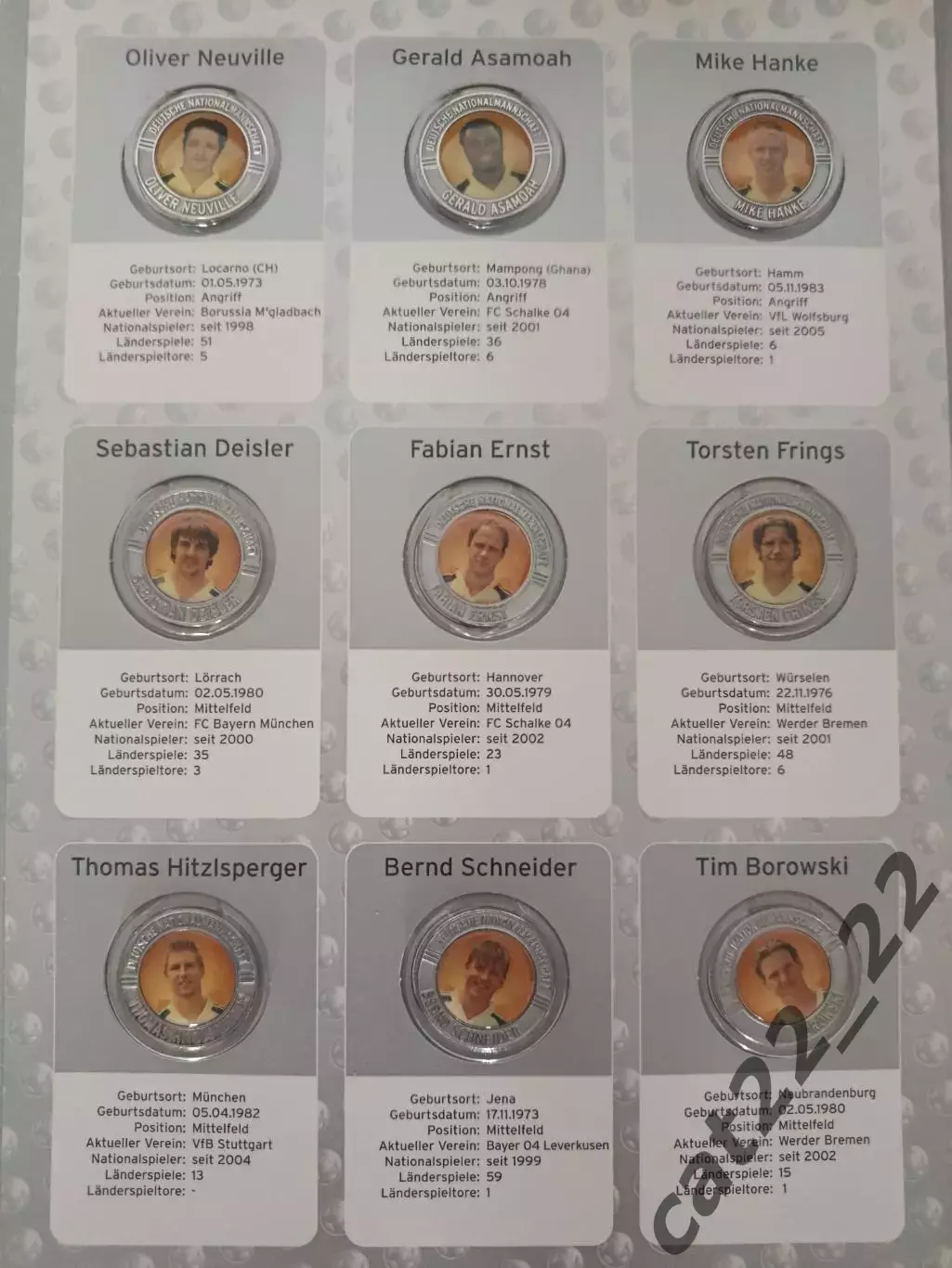Полный набор оригинальных жетонов. Чемпионат мира 2006. Автографы. Германия 2006 4