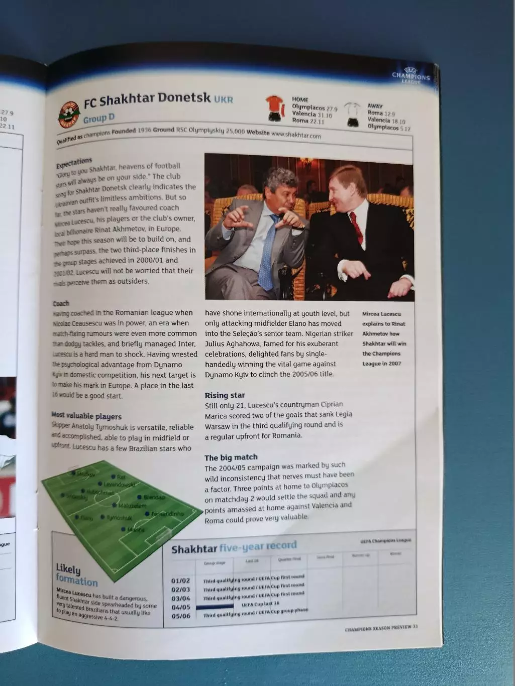 Официальное издание! Лига Чемпионов 2006/2007. Украина.Шахтер Донецк,Динамо Киев 1
