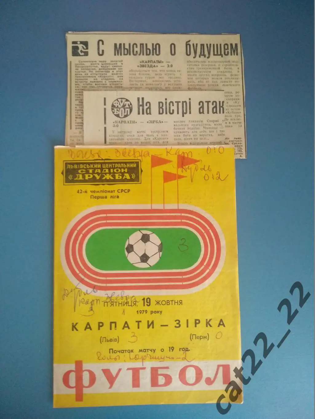 Цена за комплект. Карпаты Львов СССР/Украина - Звезда Пермь СССР/Россия 1979
