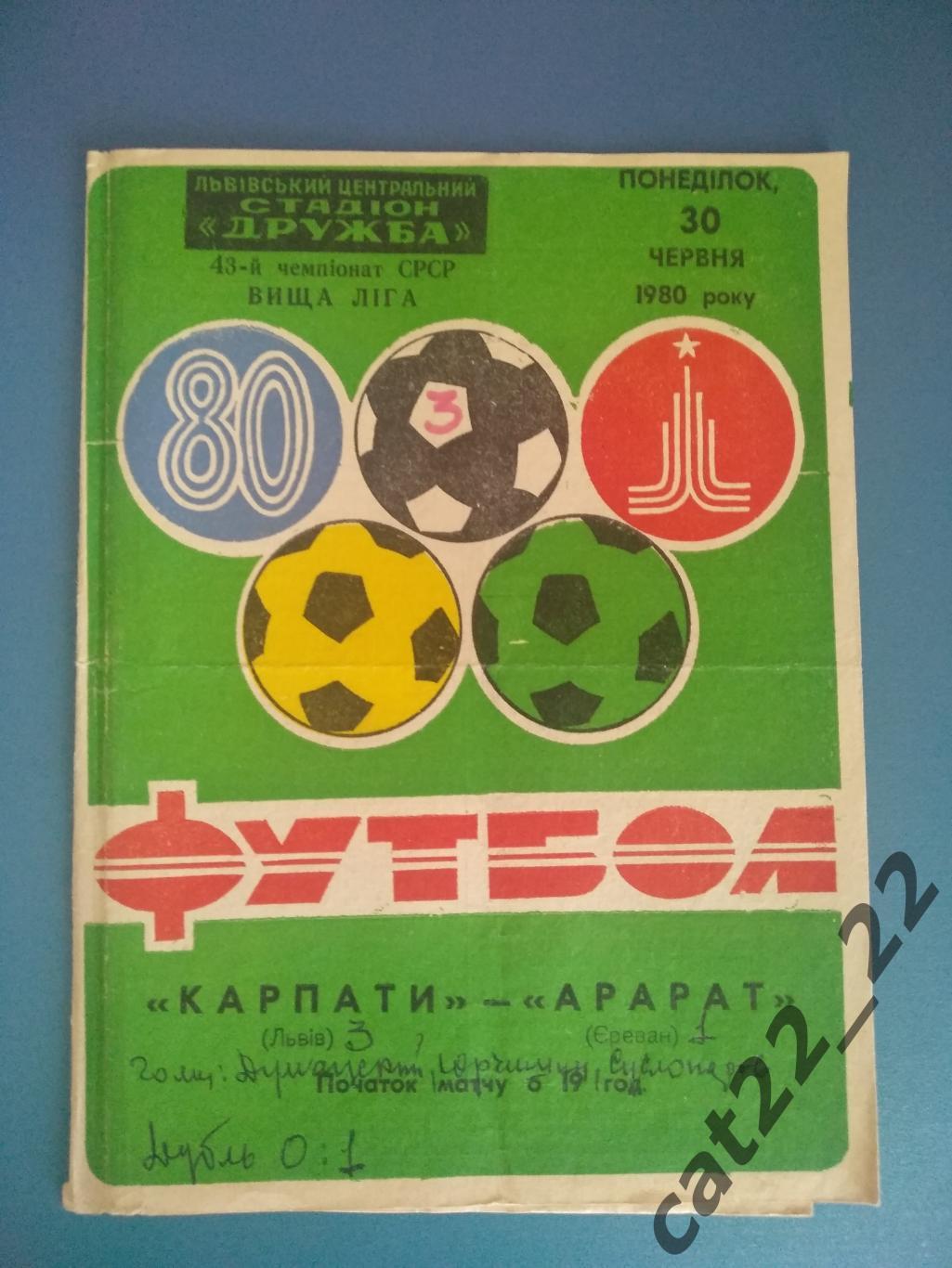 Карпаты Львов СССР/Украина - Арарат Ереван СССР/Армения 1980