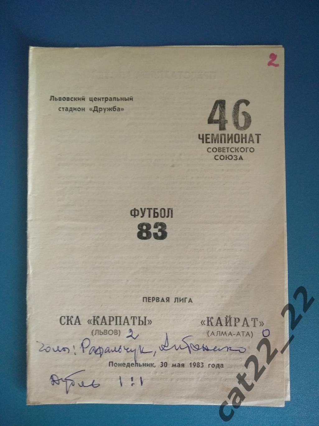 СКА Карпаты Львов СССР/Украина - Кайрат Алма - Ата СССР/Казахстан 1983