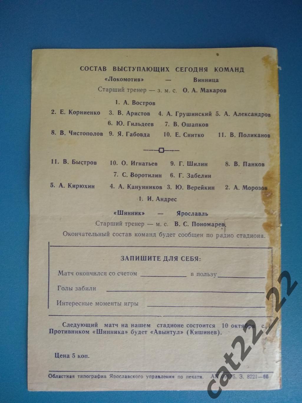 Шинник Ярославль - Локомотив Винница 1966 1