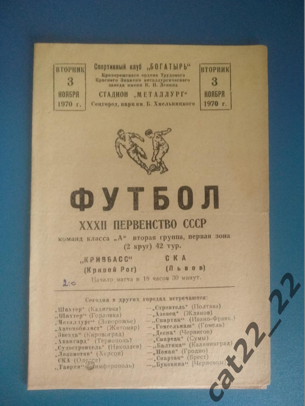 Кривбасс Кривой Рог - СКА Львов 1970