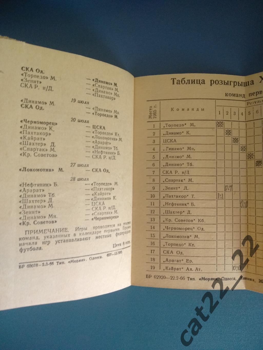 Буклет: Класс А. Одесса СССР/Украина 1966 1