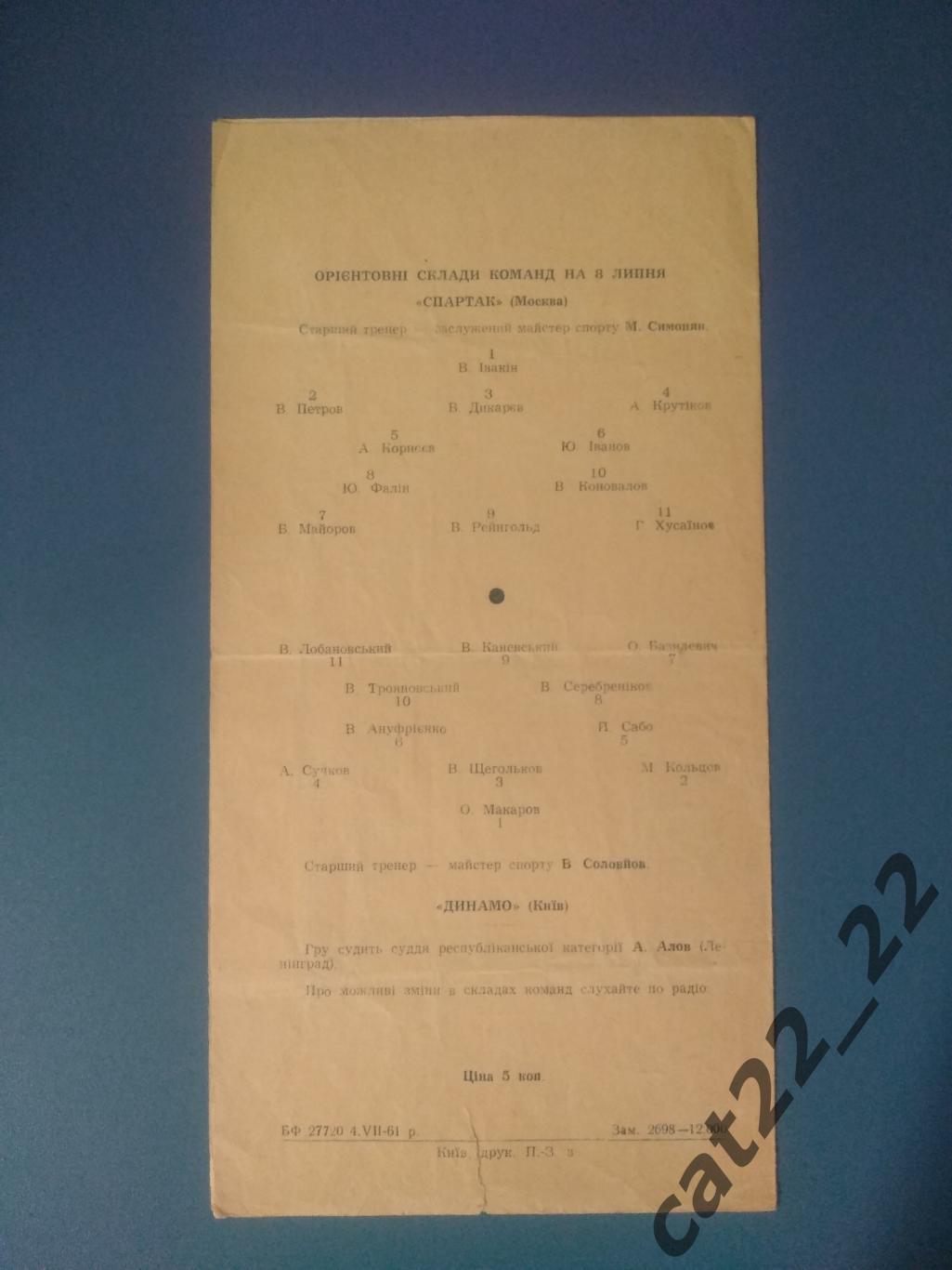 Динамо Киев СССР/Украина - Спартак Москва СССР/Россия 1961 1