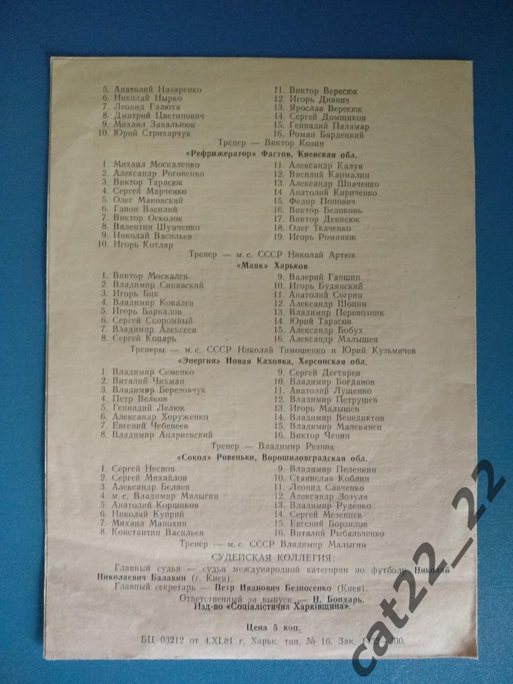 Турнир 1981. Подгайцы, Хоростков, Фастов, Харьков, Новая Каховка, Ровеньки 1