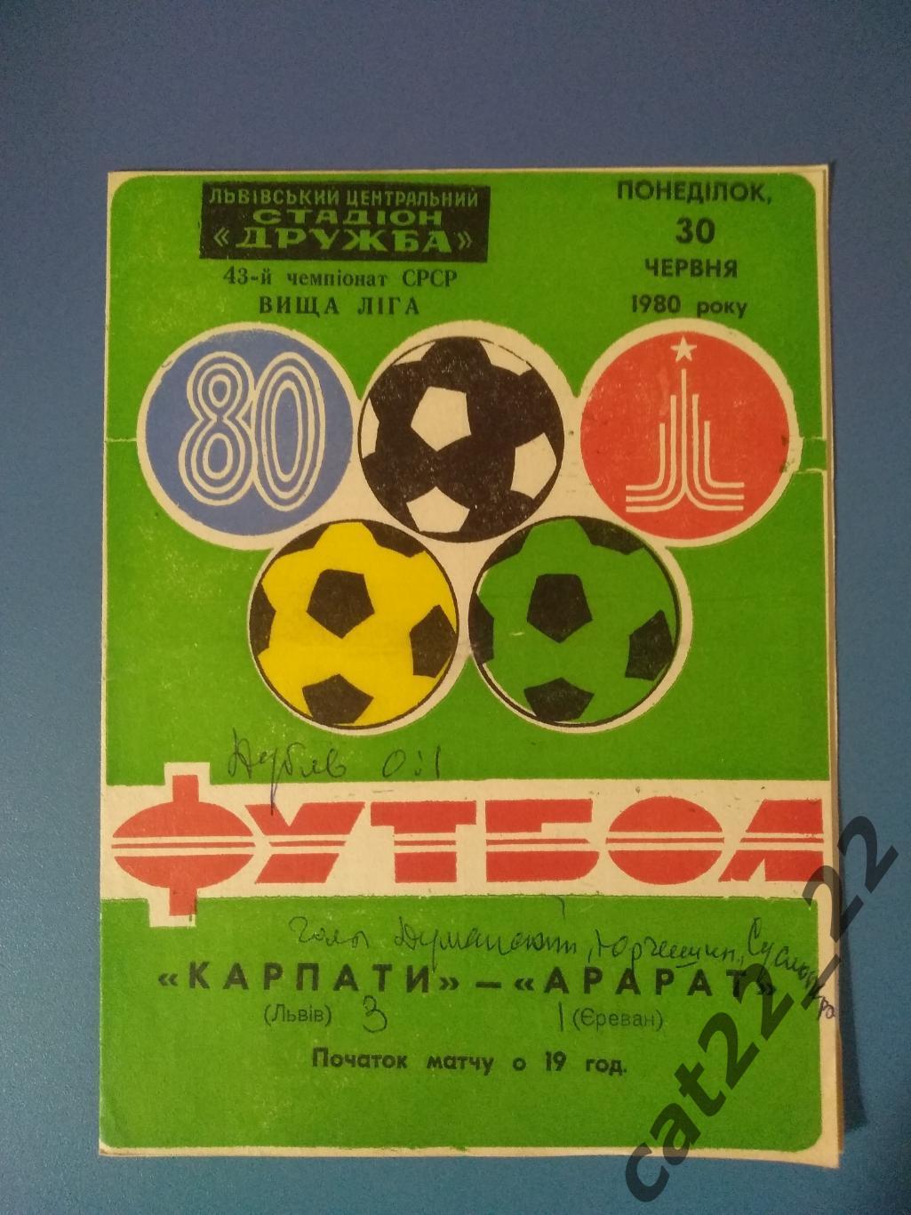 Карпаты Львов СССР/Украина - Арарат Ереван СССР/Армения 1980