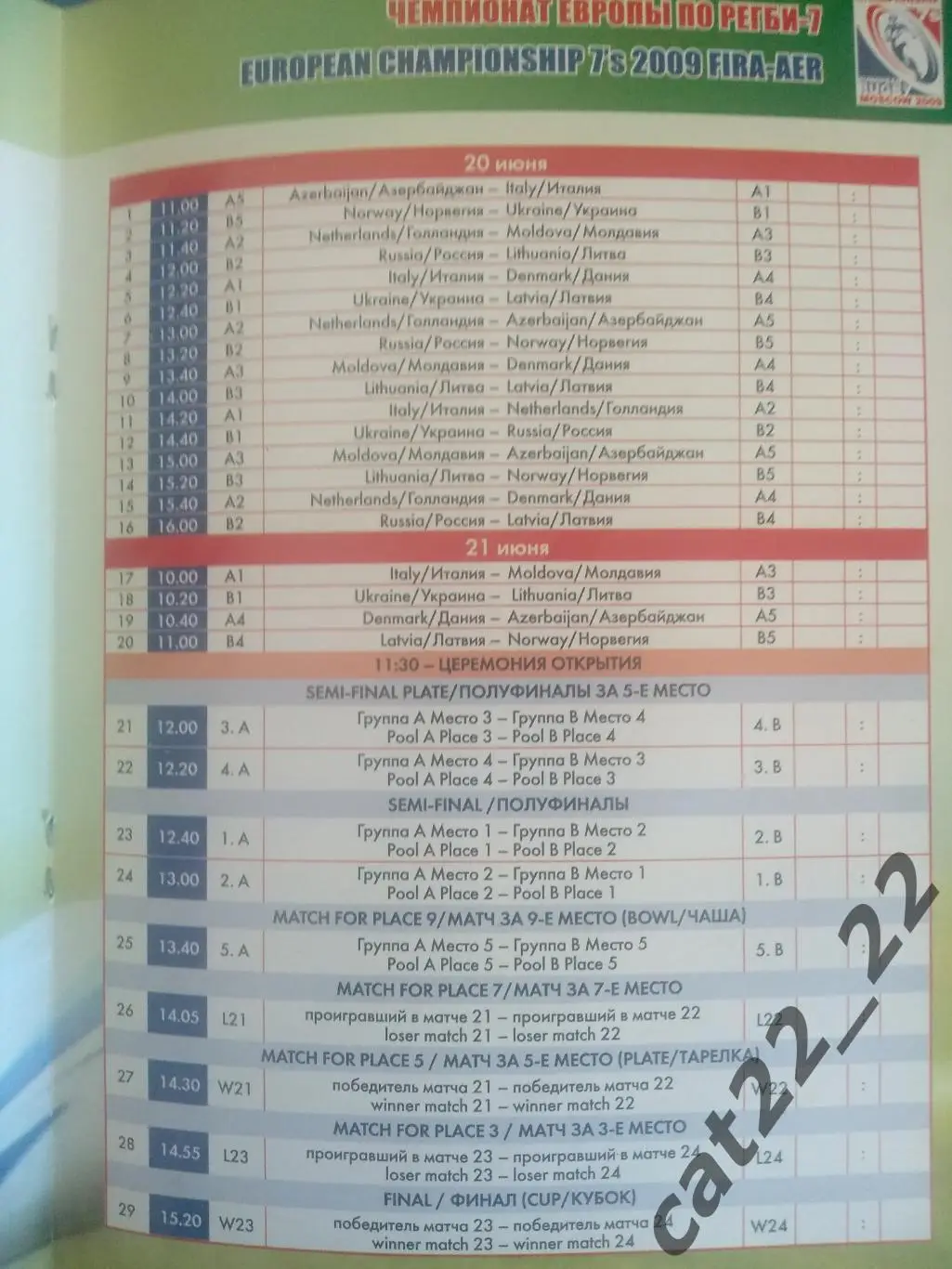 Регби. Турнир. Москва. Россия, Украина, Азербайджан, Молдова, Литва, Латвия 2009 1