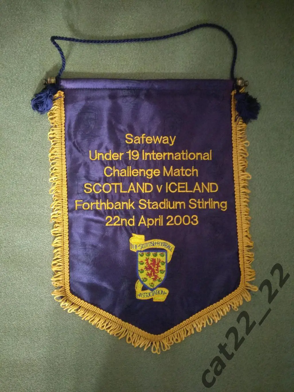 Матчевый капитанский вымпел Шотландия - Исландия 22.04.2003