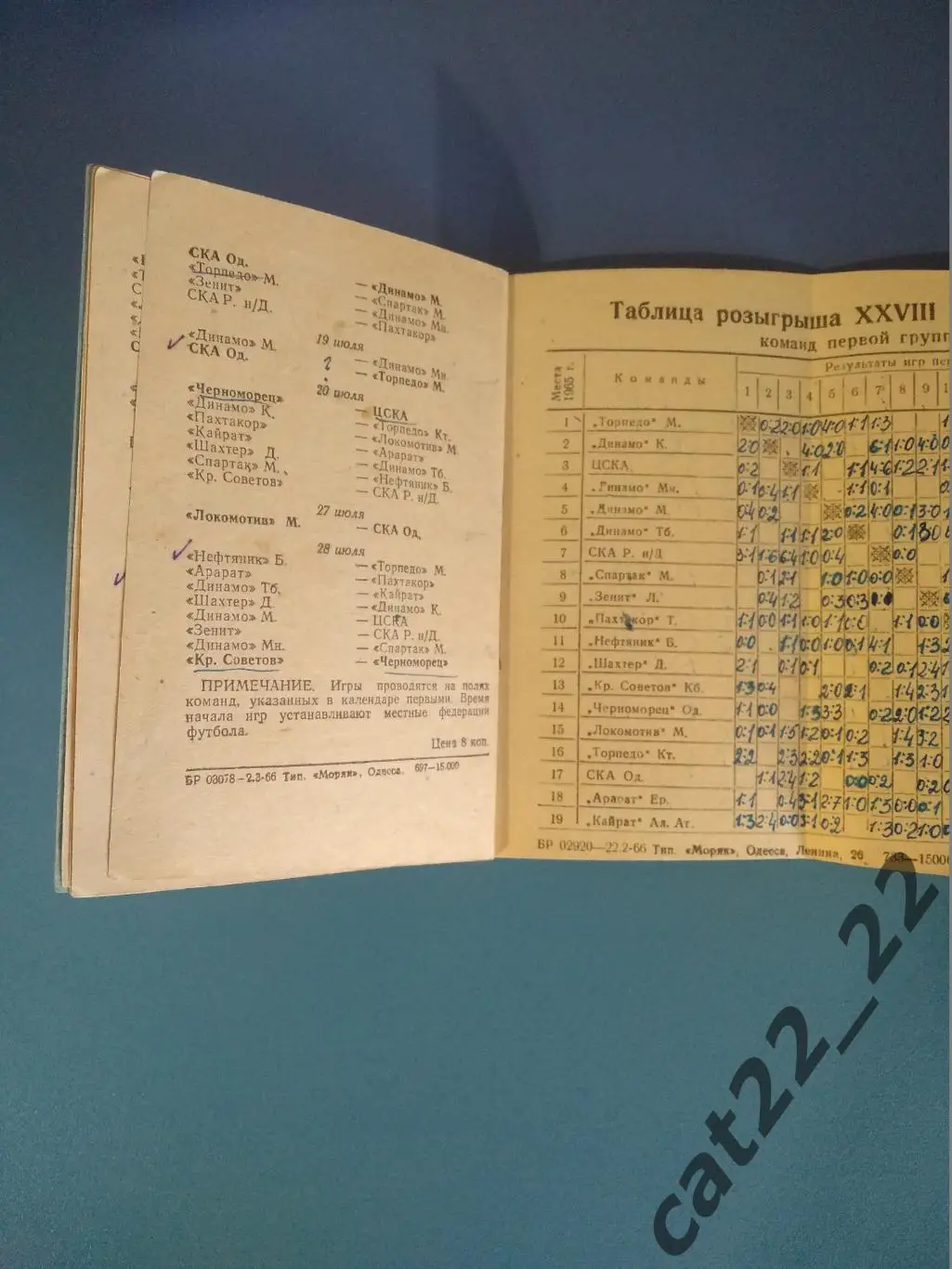 Календарь - справочник: Одесса СССР/Украина 1966 1