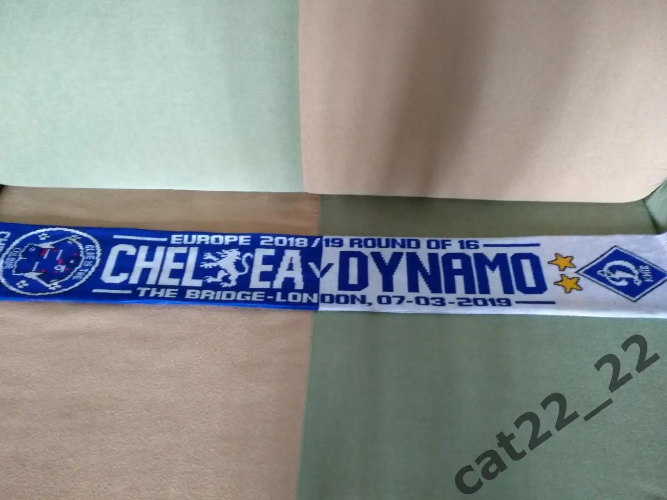 Лот № 5. Шарф футбольный. Челси Лондон Англия - Динамо Киев Украина 2018/2019 1