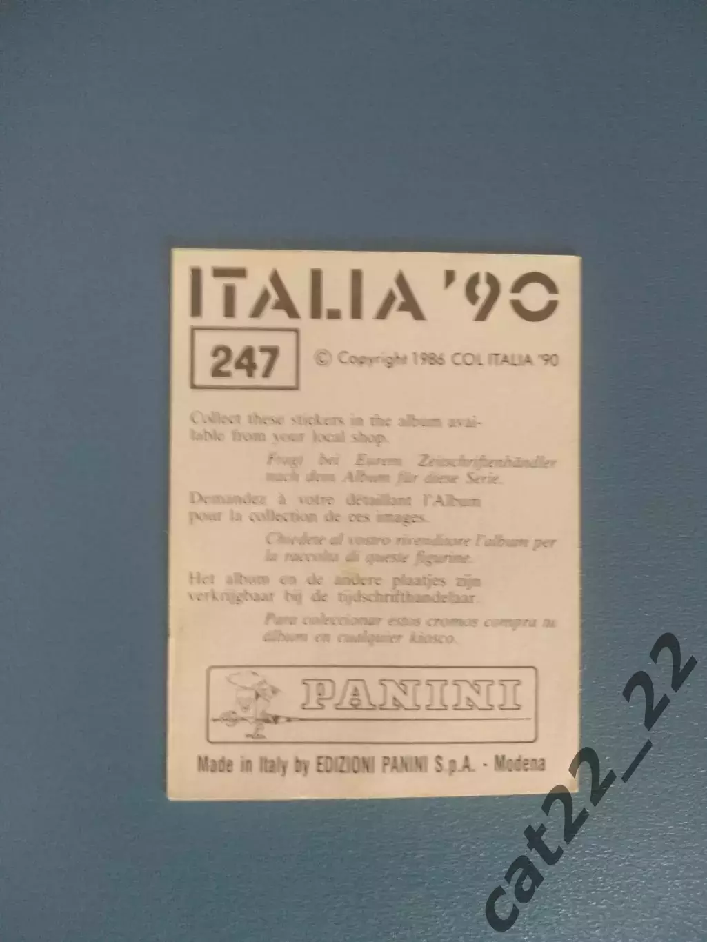 Наклейка. Панини/Panini. Чемпионат мира 1990. № 247 1