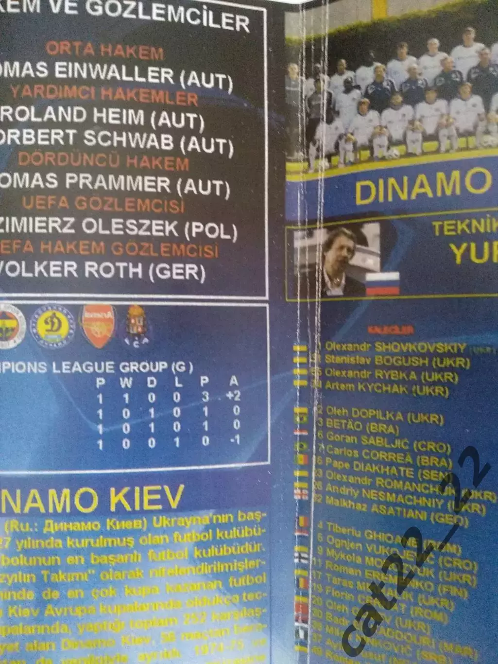 Фенербахче Стамбул Турция - Динамо Киев Украина 2008/2009 1