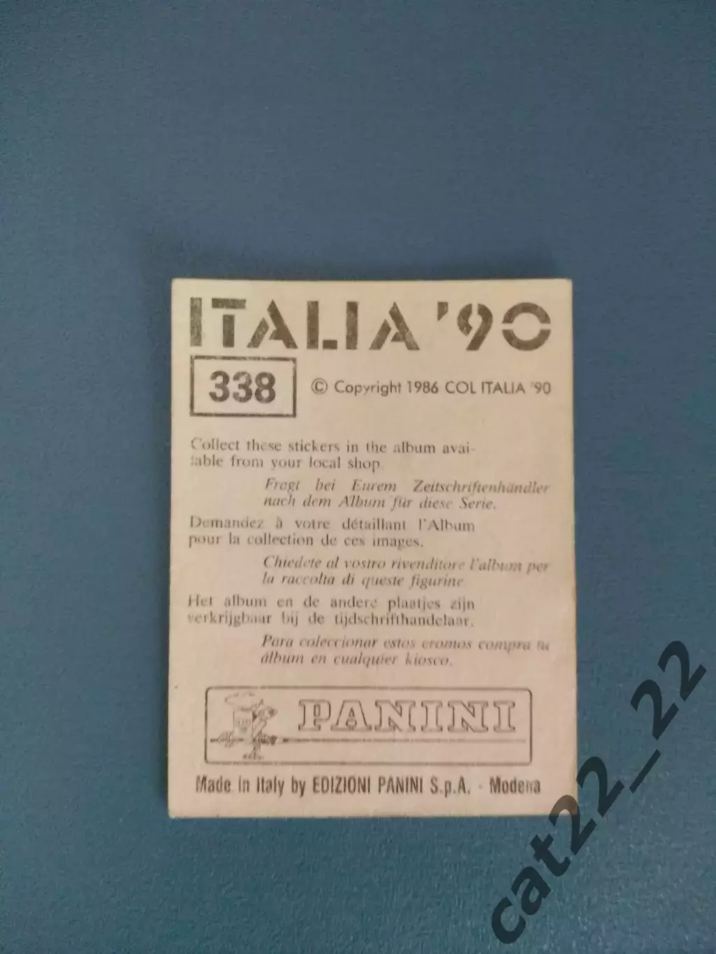 Наклейка. Панини/Panini. Чемпионат мира 1990. № 338 1