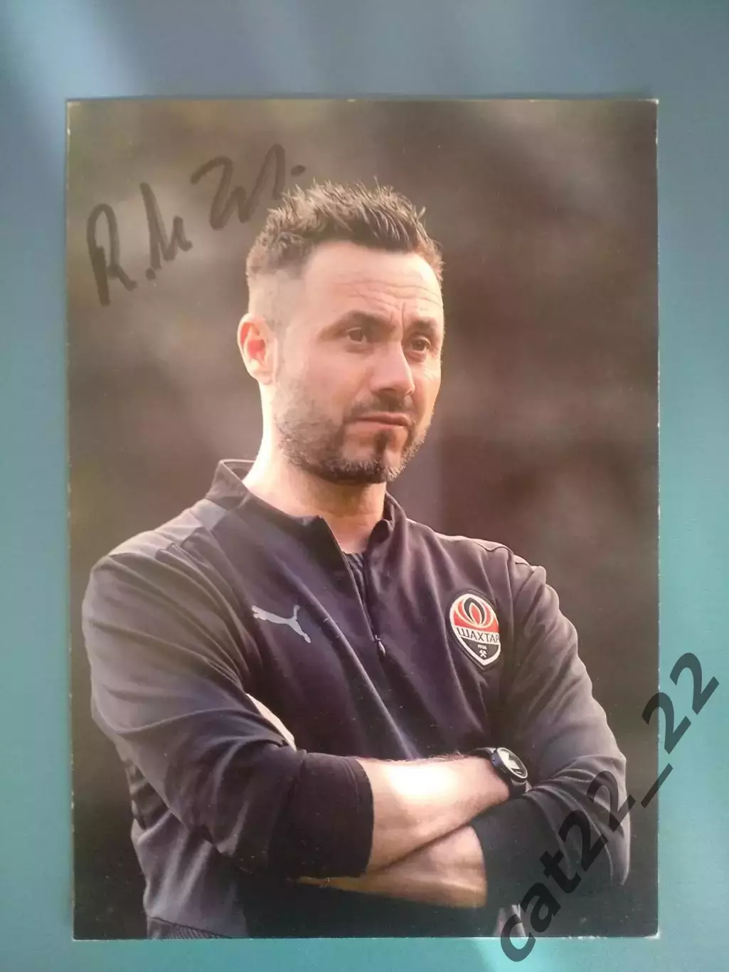 Оригинальный автограф Роберто Де Дзерби. Шахтер Донецк Украина 2021