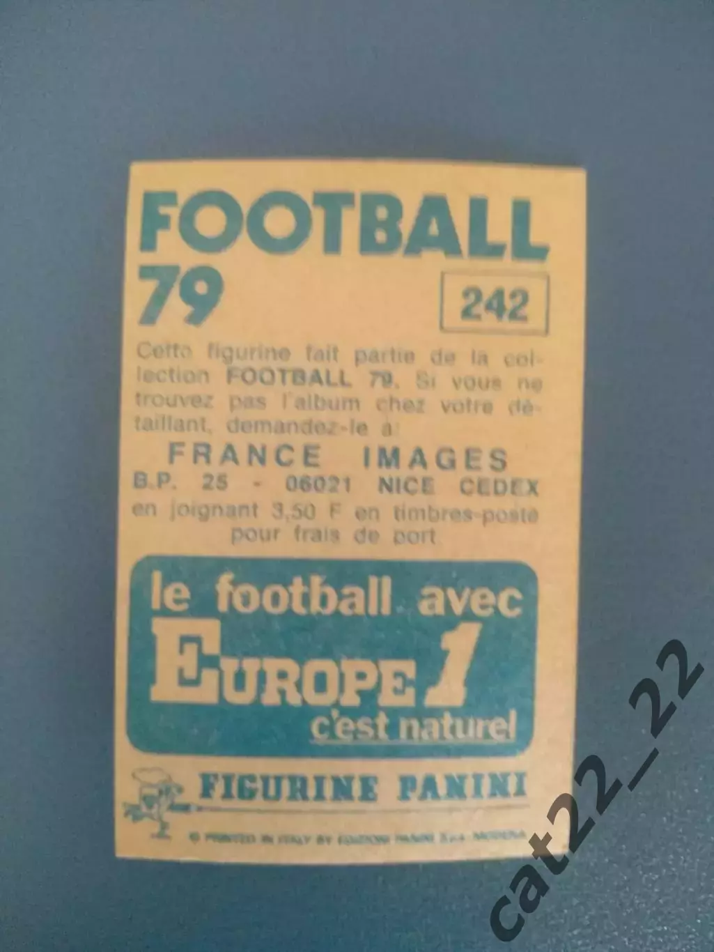 Наклейка. Панини/Panini. Чемпионат Франции. Франция 1979. № 242 1