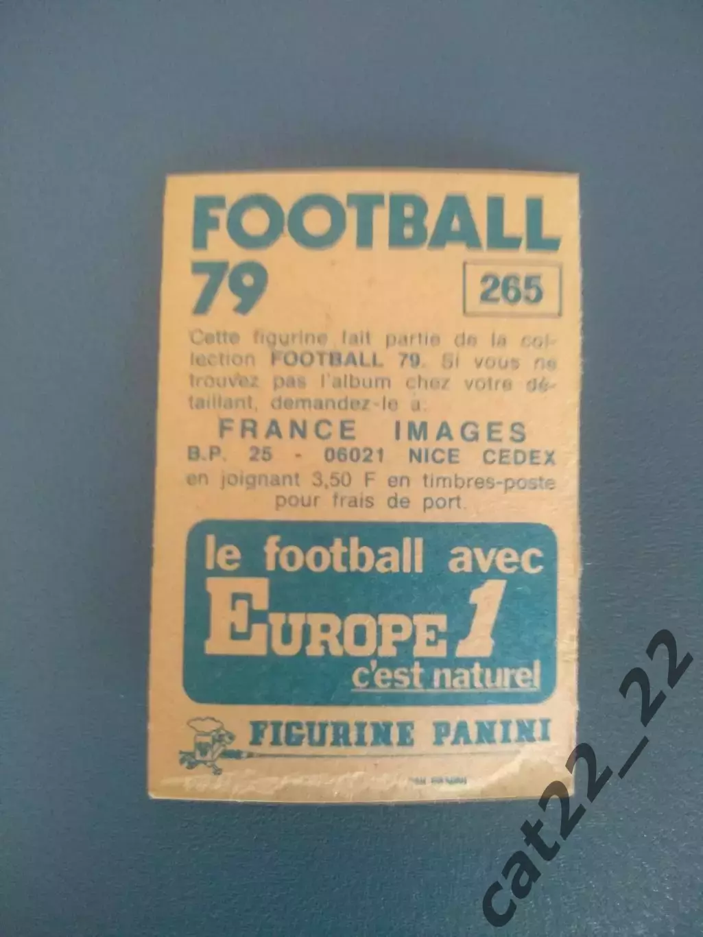 Наклейка. Панини/Panini. Чемпионат Франции. Франция 1979. № 265 1