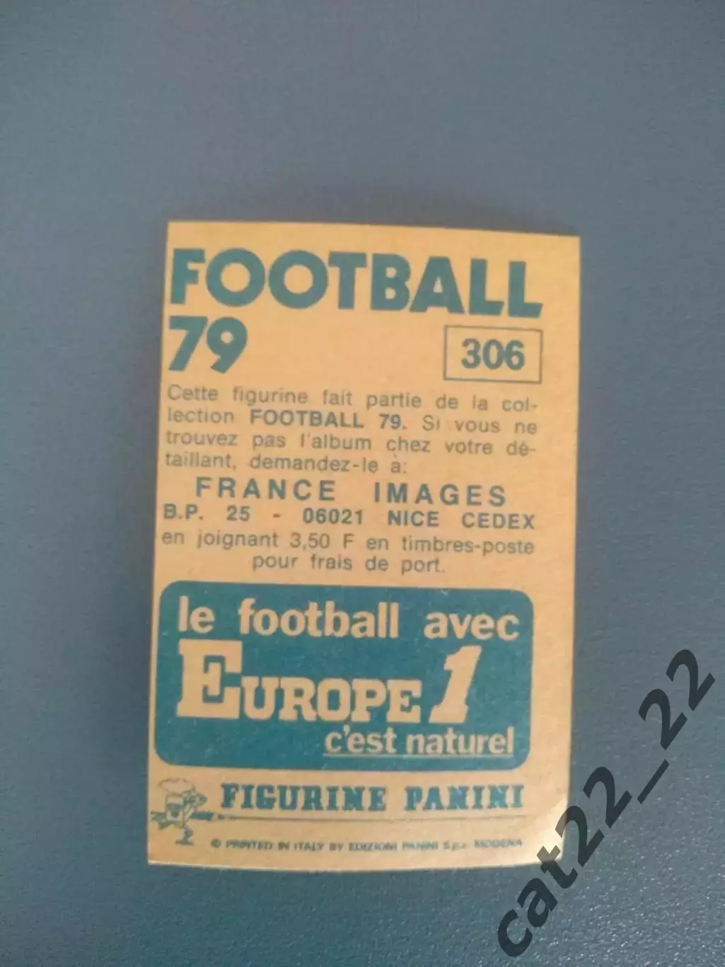 Наклейка. Панини/Panini. Чемпионат Франции. Франция 1979. № 306 1