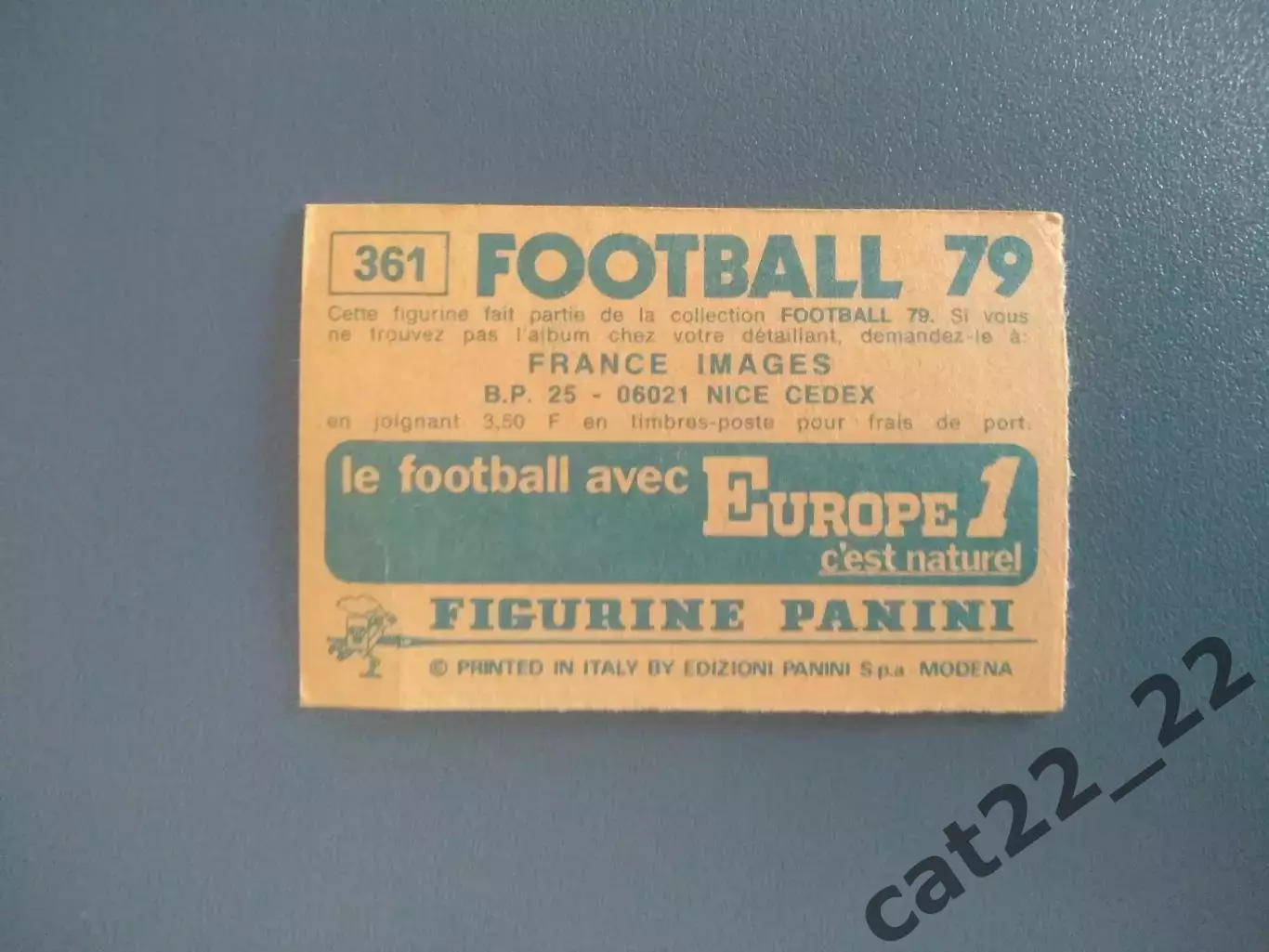 Наклейка. Панини/Panini. Чемпионат Франции. Франция 1979. № 361 1